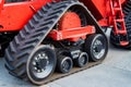 A close up of modern rubber tractor tracks Royalty Free Stock Photo