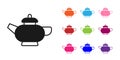 Black Traditional Chinese tea ceremony icon isolated on white background. Teapot with cup. Set icons colorful. Vector Royalty Free Stock Photo