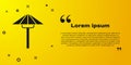 Black Traditional Japanese umbrella from the sun icon isolated on yellow background. Vector Royalty Free Stock Photo