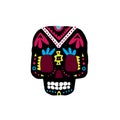 Black Traditional Mexican Painted Scull Icon