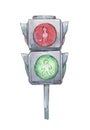 Black traffic light witn green and red lamp