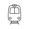 Black Train Line Icon. Railway Station Sign for Electric Public Transport Pictogram. Train for Rail Way Travel Outline