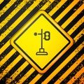 Black Train traffic light icon isolated on yellow background. Traffic lights for the railway to regulate the movement of Royalty Free Stock Photo