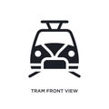 black tram front view isolated vector icon. simple element illustration from transport-aytan concept vector icons. tram front view