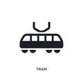 black tram isolated vector icon. simple element illustration from transport-aytan concept vector icons. tram editable logo symbol