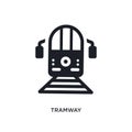 black tramway isolated vector icon. simple element illustration from transportation concept vector icons. tramway editable logo