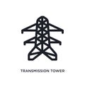 black transmission tower isolated vector icon. simple element illustration from industry concept vector icons. transmission tower