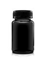 Black transparent glass supplement product bottle
