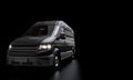 black transport van on a dark background Royalty Free Stock Photo