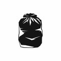 Black trash bag icon, simple style