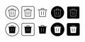 Delete Trash Black Icon Bundle for Remove Clear and Recycle Bin Symbol in Modern Minimal Design Royalty Free Stock Photo