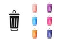 Black Trash can icon isolated on white background. Garbage bin sign. Recycle basket icon. Office trash icon. Set icons Royalty Free Stock Photo