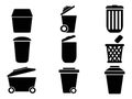 Black Trash can icons Royalty Free Stock Photo