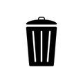 Black trash can with lid icon