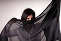 Black trasparent scarf Royalty Free Stock Photo