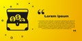 Black Treasure chest icon isolated on yellow background. Vector