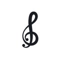 black treble clef note icon for music and musical applications vector design Royalty Free Stock Photo