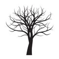 Black Tree without leaves on white background. Vector Illustration