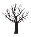 Black Tree with Roots. Vector Illustration