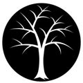 Black tree silhouette sticker, vector illustration Royalty Free Stock Photo