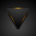 Black triangle with fiery orange light abstract background