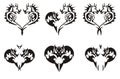 Black tribal dragons hearts