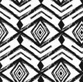 Black tribal Navajo vector seamless pattern with doodle elements. Royalty Free Stock Photo