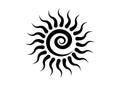 Black Tribal Sun Tattoo Sonnenrad Symbol, sun wheel sign. The ancient European esoteric element. Logo Graphic element spiral shape Royalty Free Stock Photo