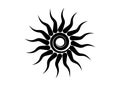 Black Tribal Sun Tattoo Sonnenrad Symbol, sun wheel sign. Summer icon. The ancient European esoteric element. Logo Graphic spiral