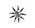 Black Tribal Sun Tattoo Sonnenrad Symbol sun wheel sign. Summer icon. The ancient European esoteric element. Logo Graphic element