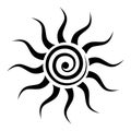 Black Tribal Sun Tattoo Sonnenrad Symbol sun wheel sign. Summer icon. The ancient European esoteric element. Logo Graphic element Royalty Free Stock Photo