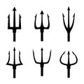 Black trident silhouette vector set