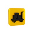 Black Trolley suitcase icon isolated on transparent background. Traveling baggage sign. Travel luggage icon. Yellow