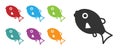 Black Tropical fish icon isolated on white background. Exotic fish. Set icons colorful. Vector Royalty Free Stock Photo