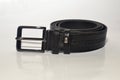 black trouser belt on a white background