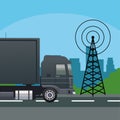 Black truck car vehicle with telecommunications antenna