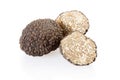 Black truffle and slices isolated on white Royalty Free Stock Photo