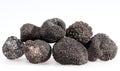 Black truffles isolated on a white background. Royalty Free Stock Photo