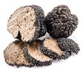 Black truffles isolated on a white. Royalty Free Stock Photo