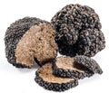 Black truffles isolated on a white. Royalty Free Stock Photo