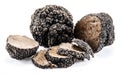 Black truffles isolated on a white. Royalty Free Stock Photo