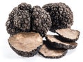 Black truffles isolated on a white. Royalty Free Stock Photo