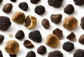 Black truffles isolated on a white background