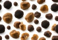 Black truffles isolated on a white background