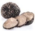 Black truffles on a white background. Royalty Free Stock Photo
