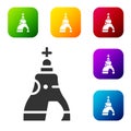 Black The Tsar bell in Moscow monument icon isolated on white background. Set icons in color square buttons. Vector