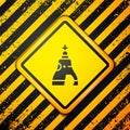 Black The Tsar bell in Moscow monument icon isolated on yellow background. Warning sign. Vector