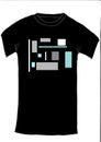 Black Tshirt with abstract illustration on white