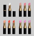 Black tubes with color lipstick