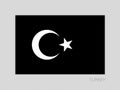 Black Turkish Flag with White Crescent and Star. National Ensign